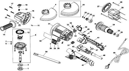 Page A Diagram and Parts List for STEL845-B3LZ 1 Porter Cable Grinder